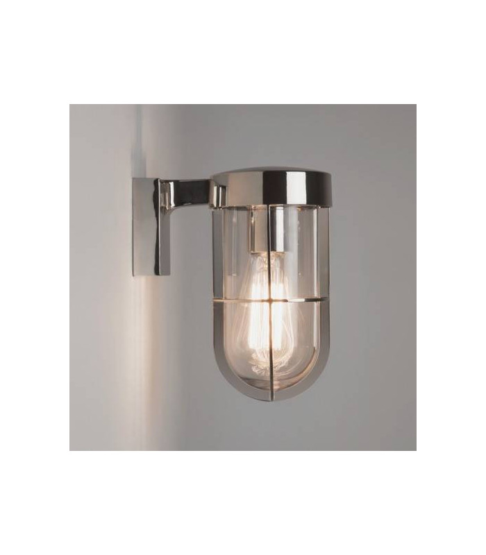 1 Light Outdoor Wall Lantern Polished Nickel IP44, E27