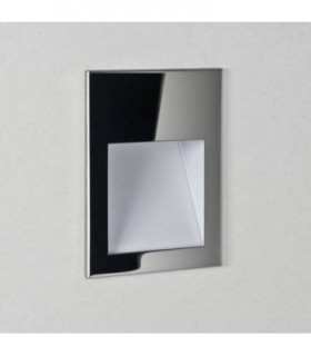 LED 1 Light Outdoor Small Recessed Square Marker Wall Light Polished Stainless Steel IP65