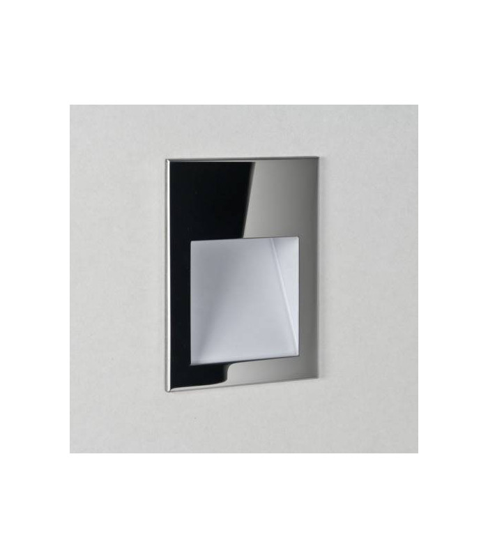 LED 1 Light Outdoor Small Recessed Square Marker Wall Light Polished Stainless Steel IP65