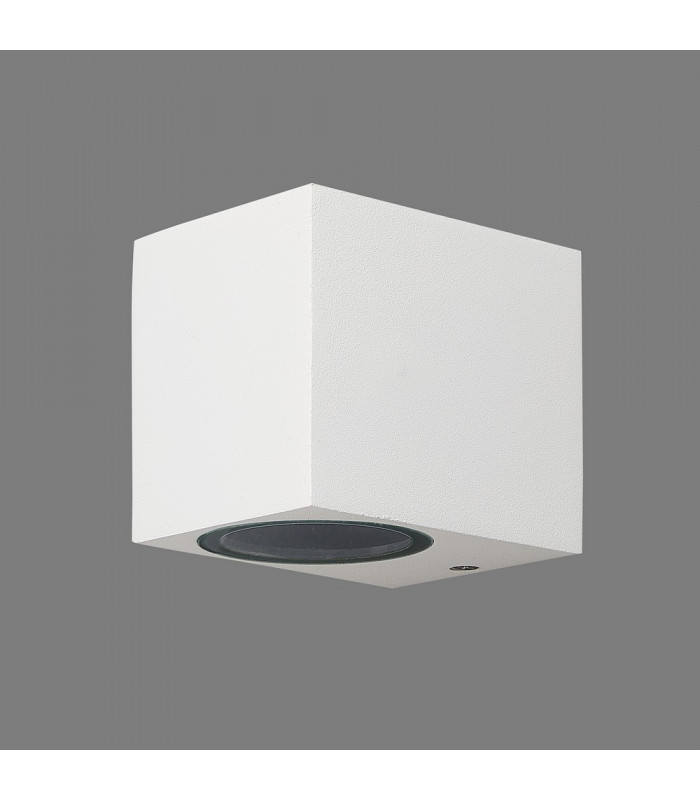 Square Wall Down Lamp, 1 x GU10, IP54, Sand White