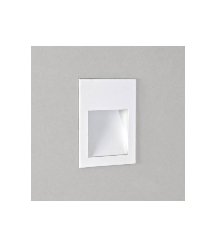 LED 1 Light Outdoor Small Recessed Square Marker Wall Light White IP65