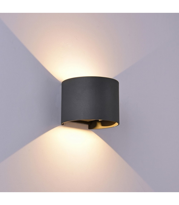 Round Wall Lamp, 12W LED, 3000K, 1100lm, IP54, Anthracite