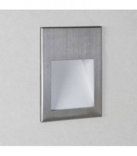 LED 1 Light Small Recessed Square Marker Wall Light Brushed Stainless Steel IP65