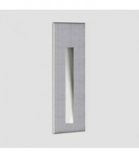 LED 1 Light Outdoor Small Recessed Square Marker Wall Brushed Stainless Steel IP65