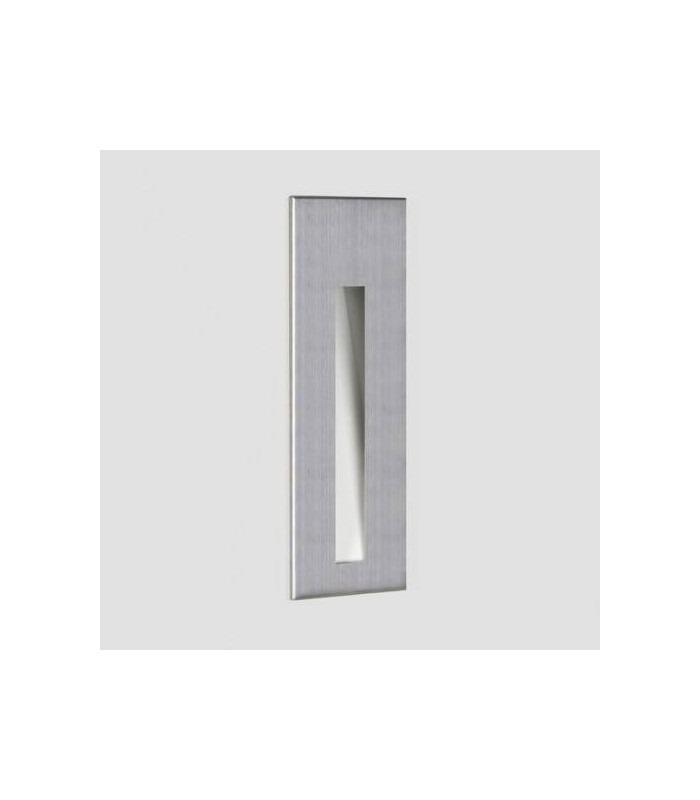 LED 1 Light Outdoor Small Recessed Square Marker Wall Brushed Stainless Steel IP65