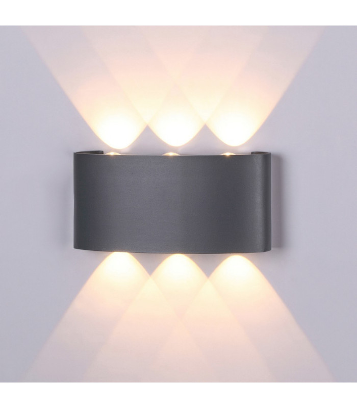 Flush Wall Lamp, 6W LED, 3000K, 450lm, IP54, Anthracite