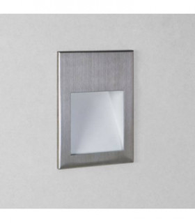 LED 1 Light Outdoor Recessed Square Marker Wall Light Brushed Stainless Steel