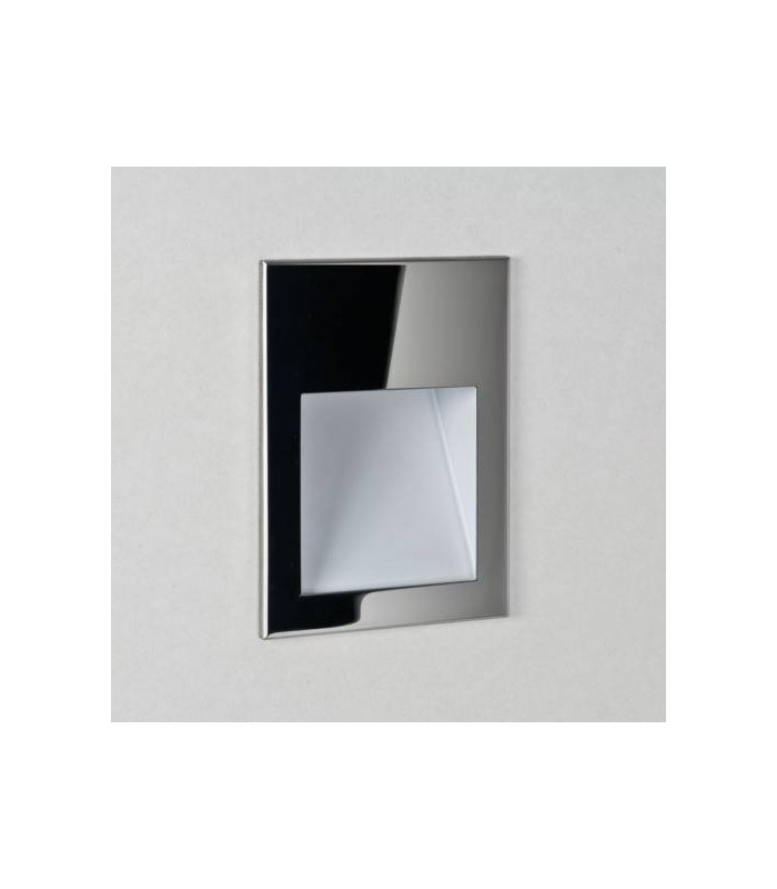 LED 1 Light Outdoor Recessed Square Marker Wall Light Polished Stainless Steel