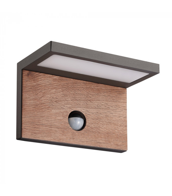 Motion Sensor Wall Lamp, 15W LED, 3000K, 900lm, IP54, Anthracite, Walnut