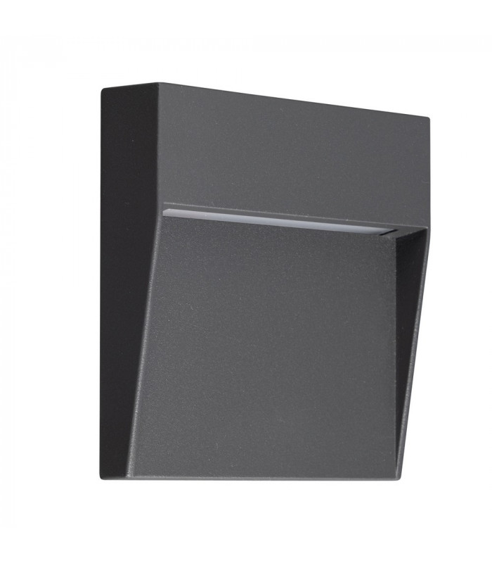 Flush Wall Lamp Small Square, 3W LED, 3000K, 150lm, IP54, Anthracite