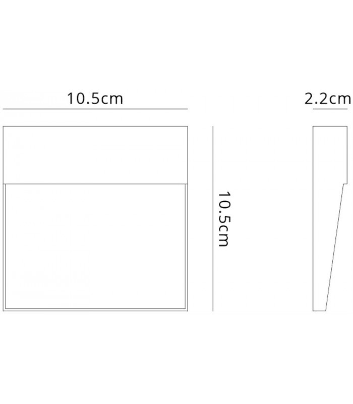 Flush Wall Lamp Small Square, 3W LED, 3000K, 150lm, IP54, Anthracite