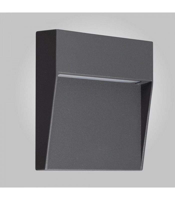 Flush Wall Lamp Small Square, 3W LED, 3000K, 150lm, IP54, Anthracite