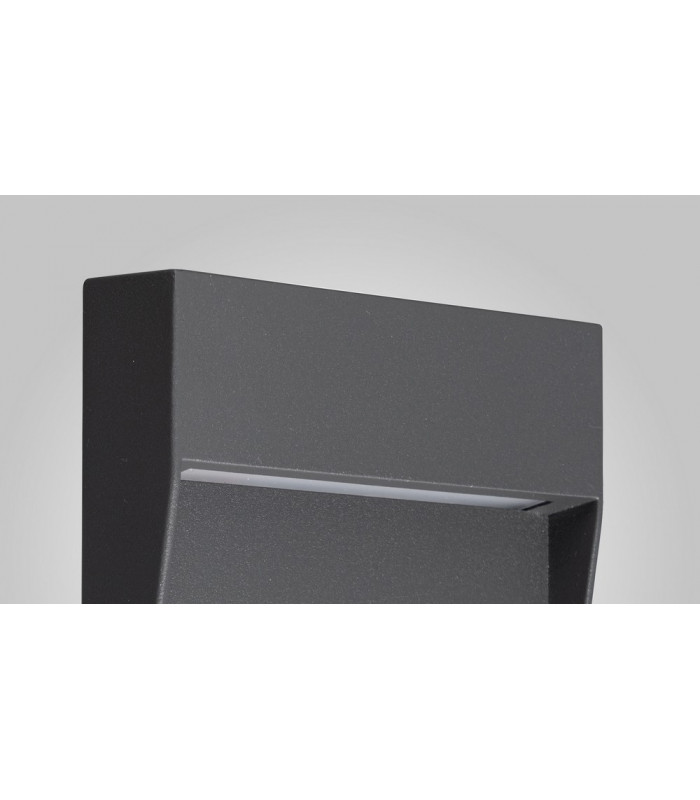 Flush Wall Lamp Small Square, 3W LED, 3000K, 150lm, IP54, Anthracite