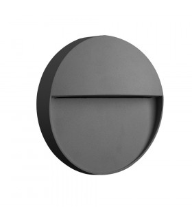 Flush Wall Lamp Small Round, 3W LED, 3000K, 155lm, IP54, Anthracite