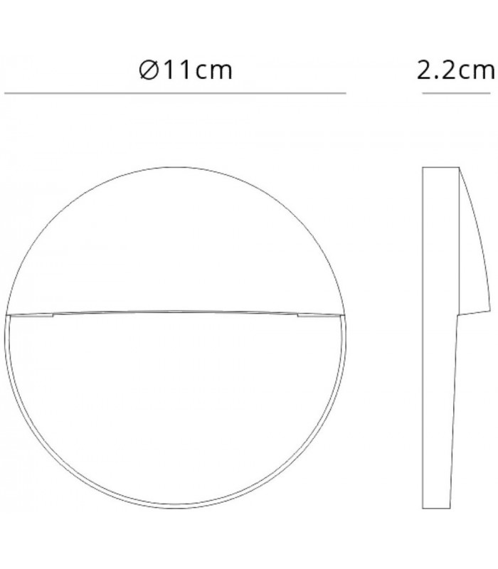 Flush Wall Lamp Small Round, 3W LED, 3000K, 155lm, IP54, Anthracite