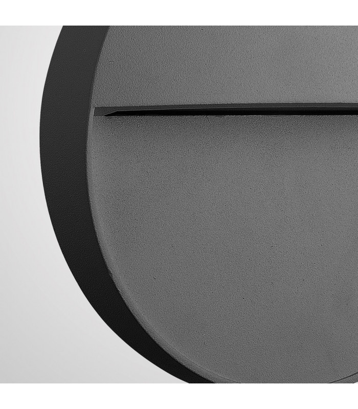 Flush Wall Lamp Small Round, 3W LED, 3000K, 155lm, IP54, Anthracite