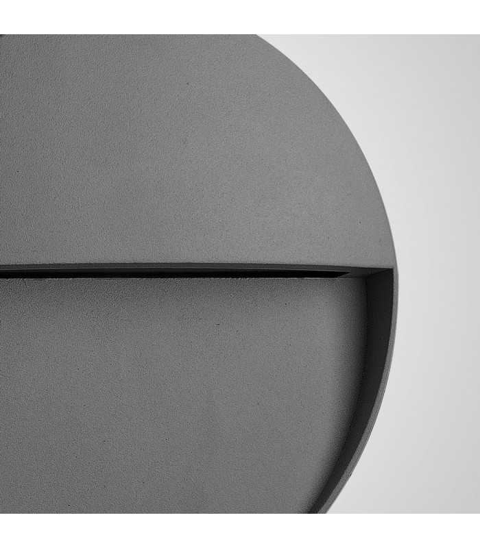 Flush Wall Lamp Small Round, 3W LED, 3000K, 155lm, IP54, Anthracite