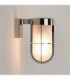 1 Light Outdoor Frosted Wall Light Polished Nickel IP44, E27