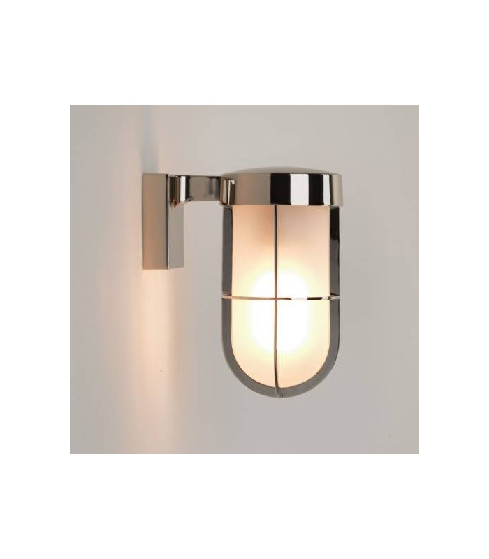 1 Light Outdoor Frosted Wall Light Polished Nickel IP44, E27
