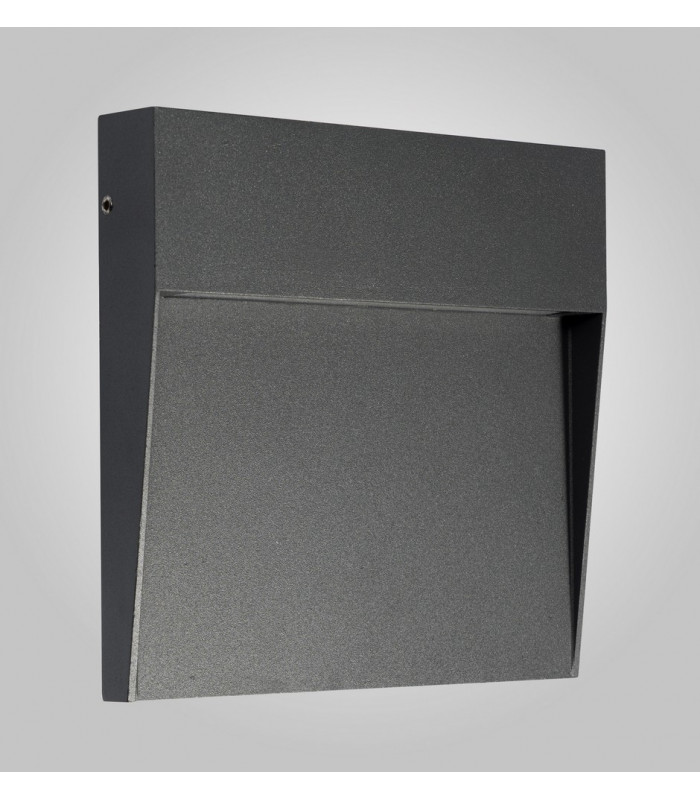 Flush Wall Lamp Large Square, 6W LED, 3000K, 266lm, IP54, Anthracite