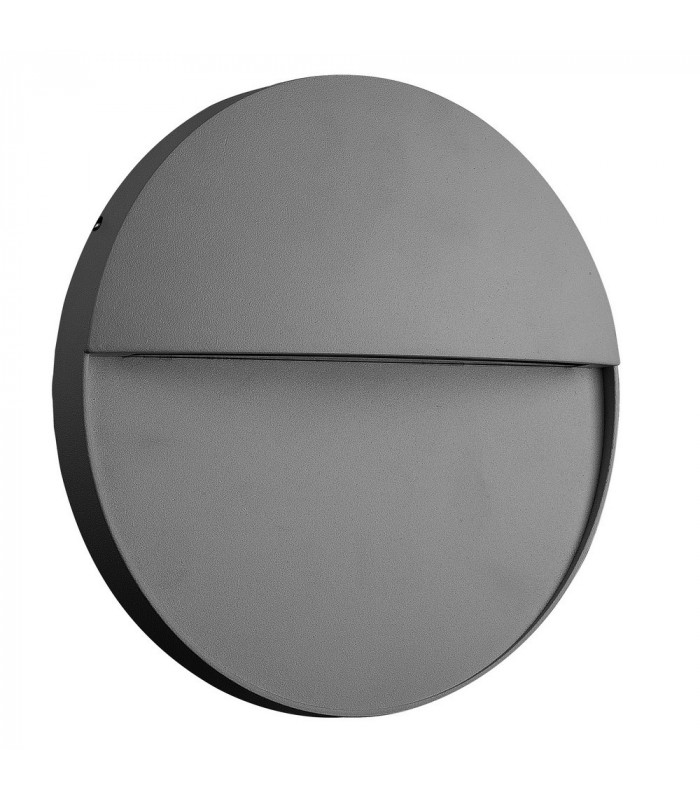 Flush Wall Lamp Large Round, 6W LED, 3000K, 275lm, IP54, Anthracite