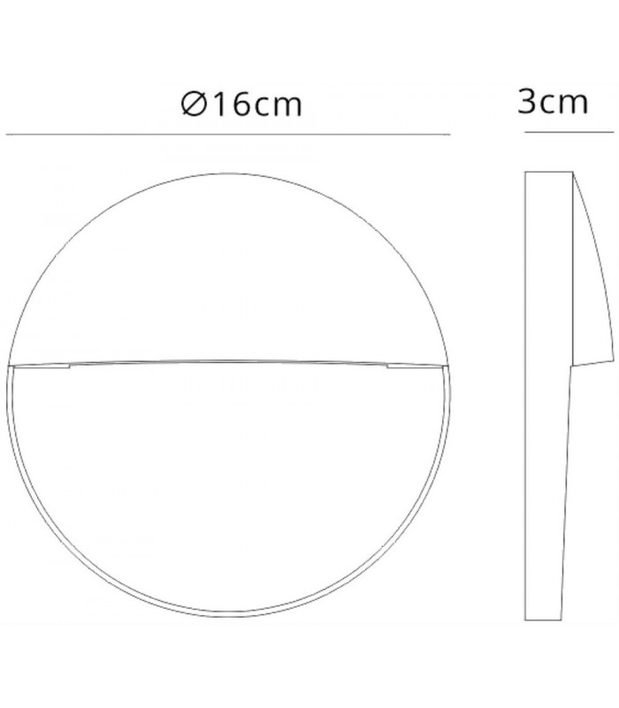 Flush Wall Lamp Large Round, 6W LED, 3000K, 275lm, IP54, Anthracite