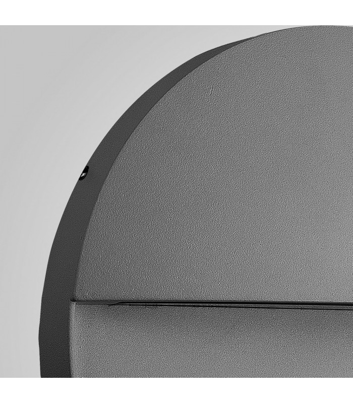 Flush Wall Lamp Large Round, 6W LED, 3000K, 275lm, IP54, Anthracite
