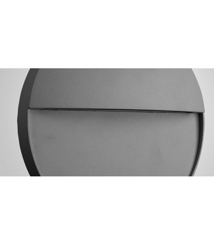 Flush Wall Lamp Large Round, 6W LED, 3000K, 275lm, IP54, Anthracite