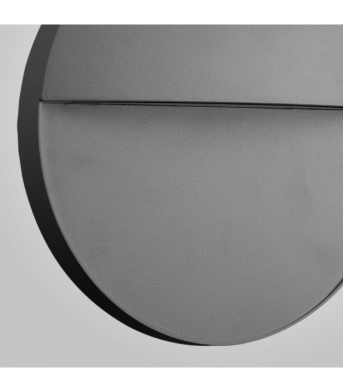 Flush Wall Lamp Large Round, 6W LED, 3000K, 275lm, IP54, Anthracite