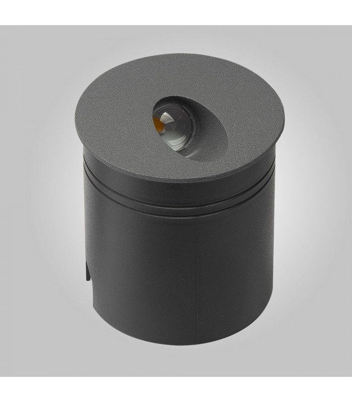 Recessed Wall Lamp Round Angle, 3W LED, 3000K, 210lm, IP65, Anthracite, Driver Included