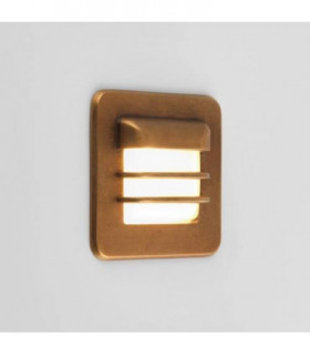 LED 1 Light Outdoor Square Coastal Wall Light Antique Brass IP65