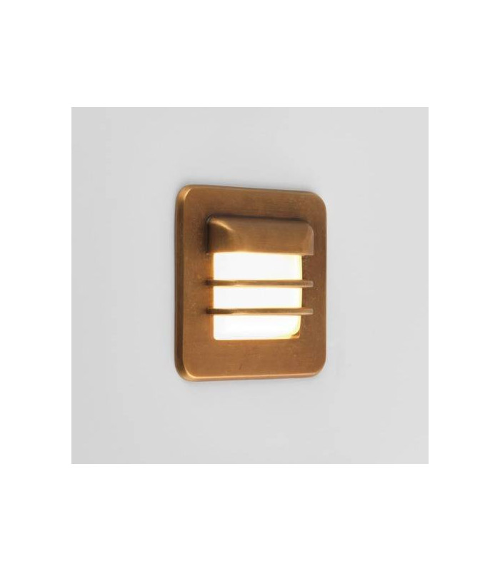 LED 1 Light Outdoor Square Coastal Wall Light Antique Brass IP65