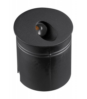Recessed Wall Lamp Round Angle, 3W LED, 3000K, 210lm, IP65, Sand Black, Driver Included