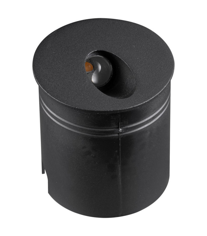 Recessed Wall Lamp Round Angle, 3W LED, 3000K, 210lm, IP65, Sand Black, Driver Included