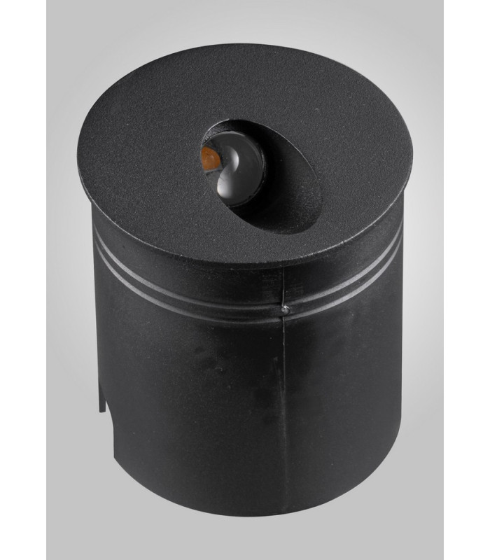 Recessed Wall Lamp Round Angle, 3W LED, 3000K, 210lm, IP65, Sand Black, Driver Included