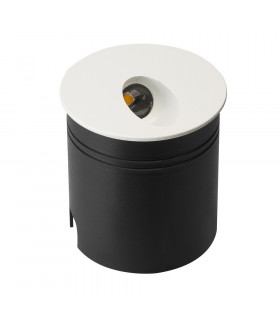 Recessed Wall Lamp Round Angle, 3W LED, 3000K, 210lm, IP65, Sand White, Driver Included