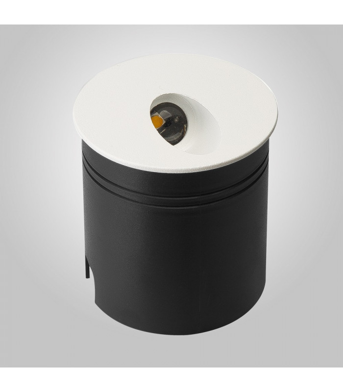 Recessed Wall Lamp Round Angle, 3W LED, 3000K, 210lm, IP65, Sand White, Driver Included