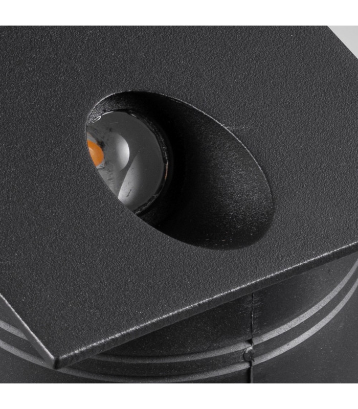 Recessed Wall Lamp Square Angled, 3W LED, 3000K, 210lm, IP65, Sand Black, Driver Included