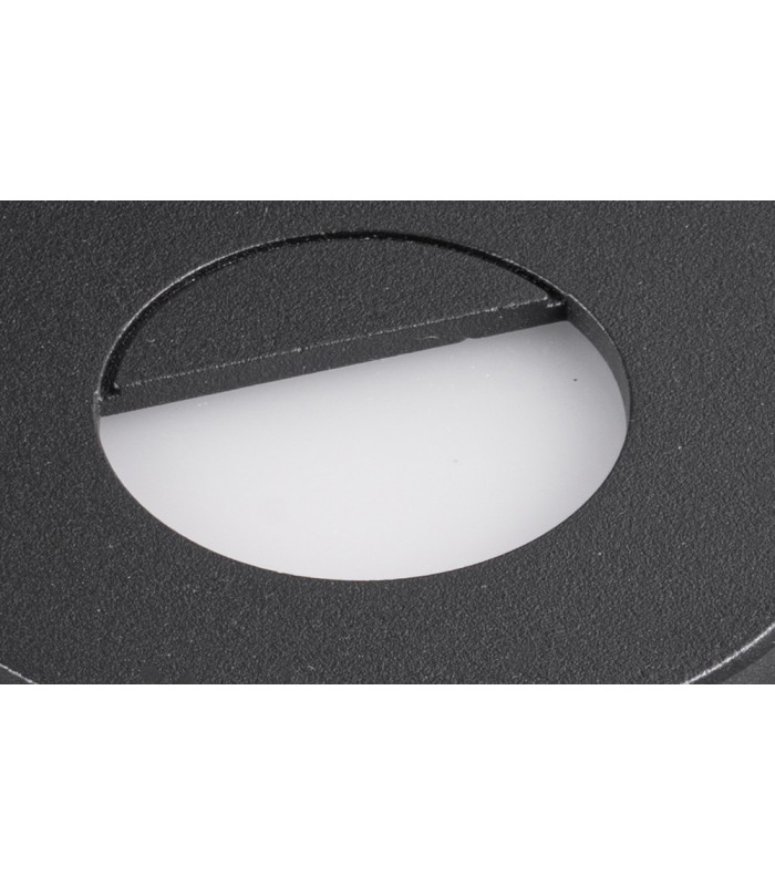 Recessed Wall Lamp Round Eyelid, 3W LED, 3000K, 210lm, IP65, Sand Black, Driver Included