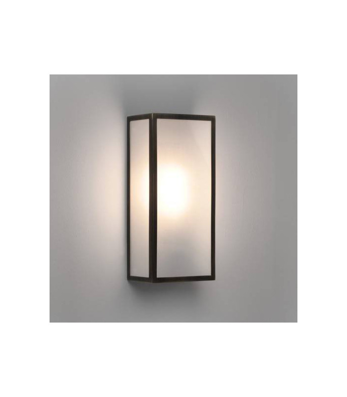 1 Light Outdoor Wall Lantern Bronze Plated IP44 with Frosted Glass, E27