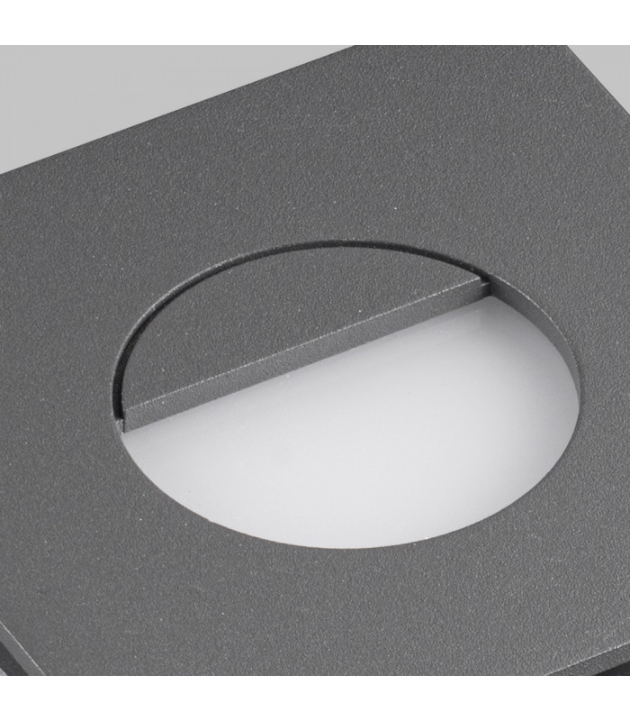 Recessed Wall Lamp Square Eyelid, 3W LED, 3000K, 210lm, IP65, Anthracite, Driver Included