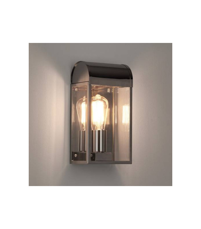 1 Light Outdoor Wall Lantern Polished Nickel IP44, E27