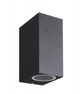 Square Wall Lamp, 2 x GU10, IP54, Sand Black