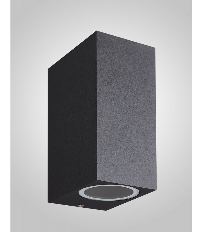 Square Wall Lamp, 2 x GU10, IP54, Sand Black