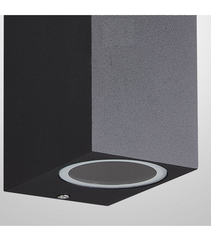 Square Wall Lamp, 2 x GU10, IP54, Sand Black