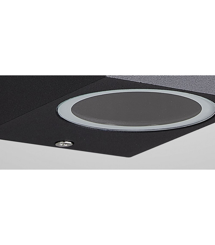 Square Wall Lamp, 2 x GU10, IP54, Sand Black