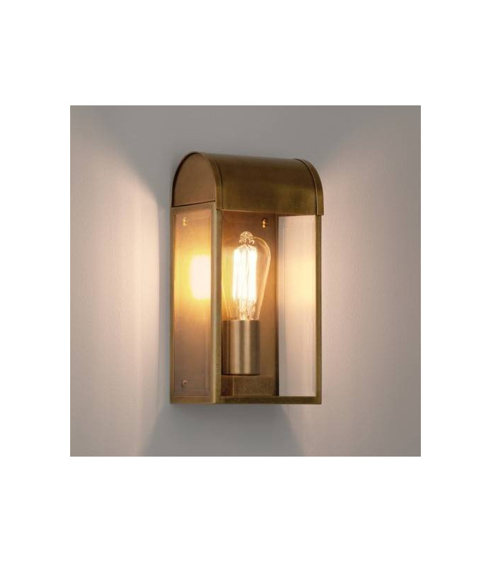 1 Light Outdoor Wall Lantern Antique Brass IP44, E27