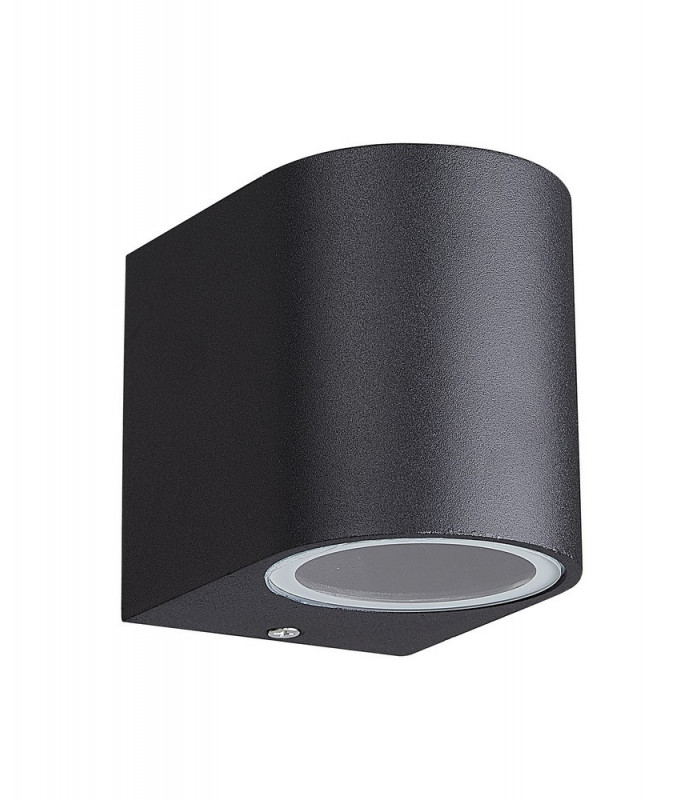 Round Wall Down Lamp, 1 x GU10, IP54, Sand Black