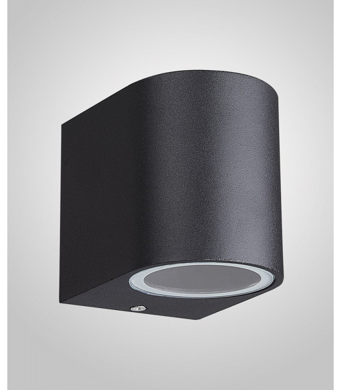 Round Wall Down Lamp, 1 x GU10, IP54, Sand Black