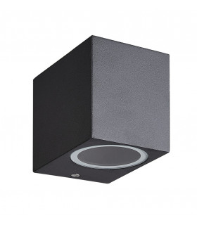 Square Wall Down Lamp, 1 x GU10, IP54, Sand Black